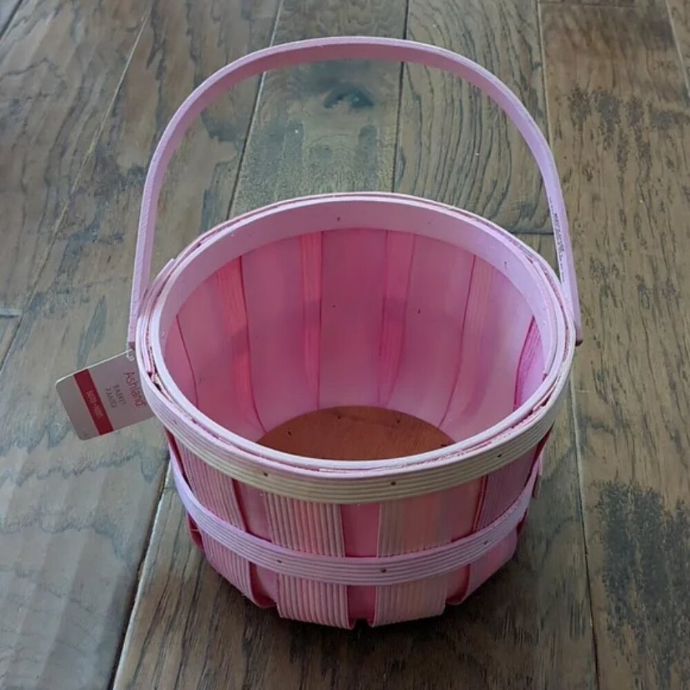 NWT Ashland Pink Wood Chip Easter Basket | Pink Spring Basket
